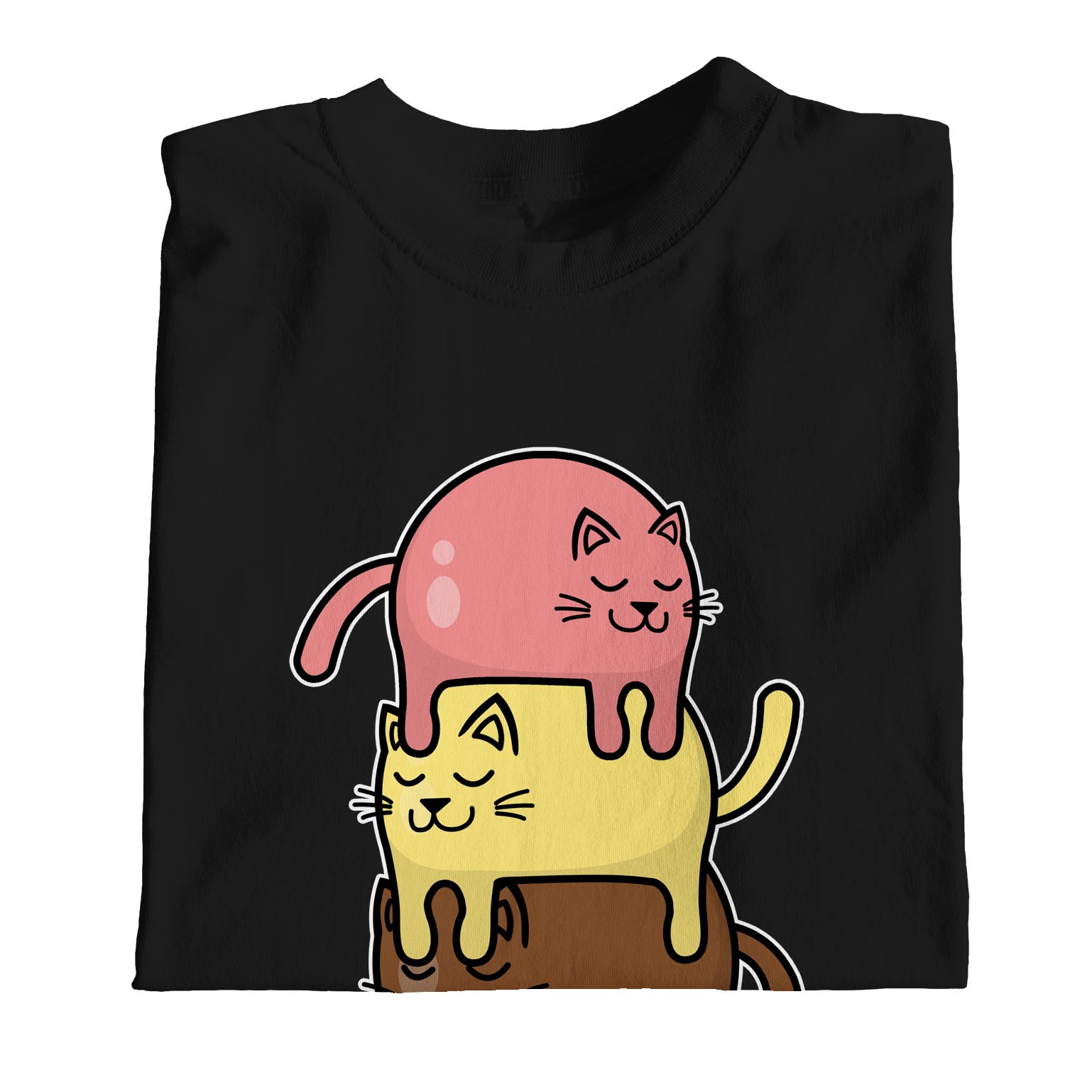 1Tee Damen Loose Fit Katzen Stacked on Ice Cream Cone T-Shirt - Bild 9 von 15