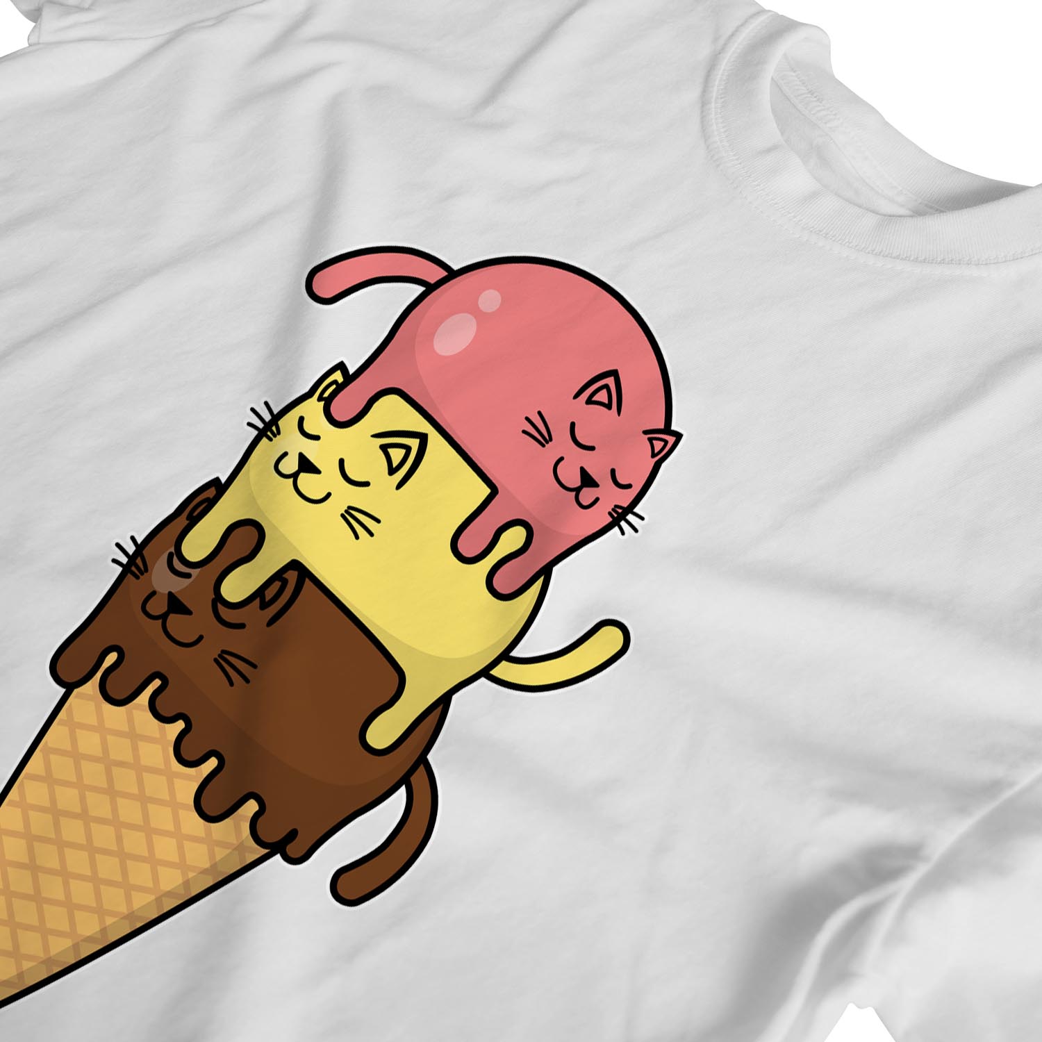 1Tee Damen Loose Fit Katzen Stacked on Ice Cream Cone T-Shirt - Bild 13 von 15