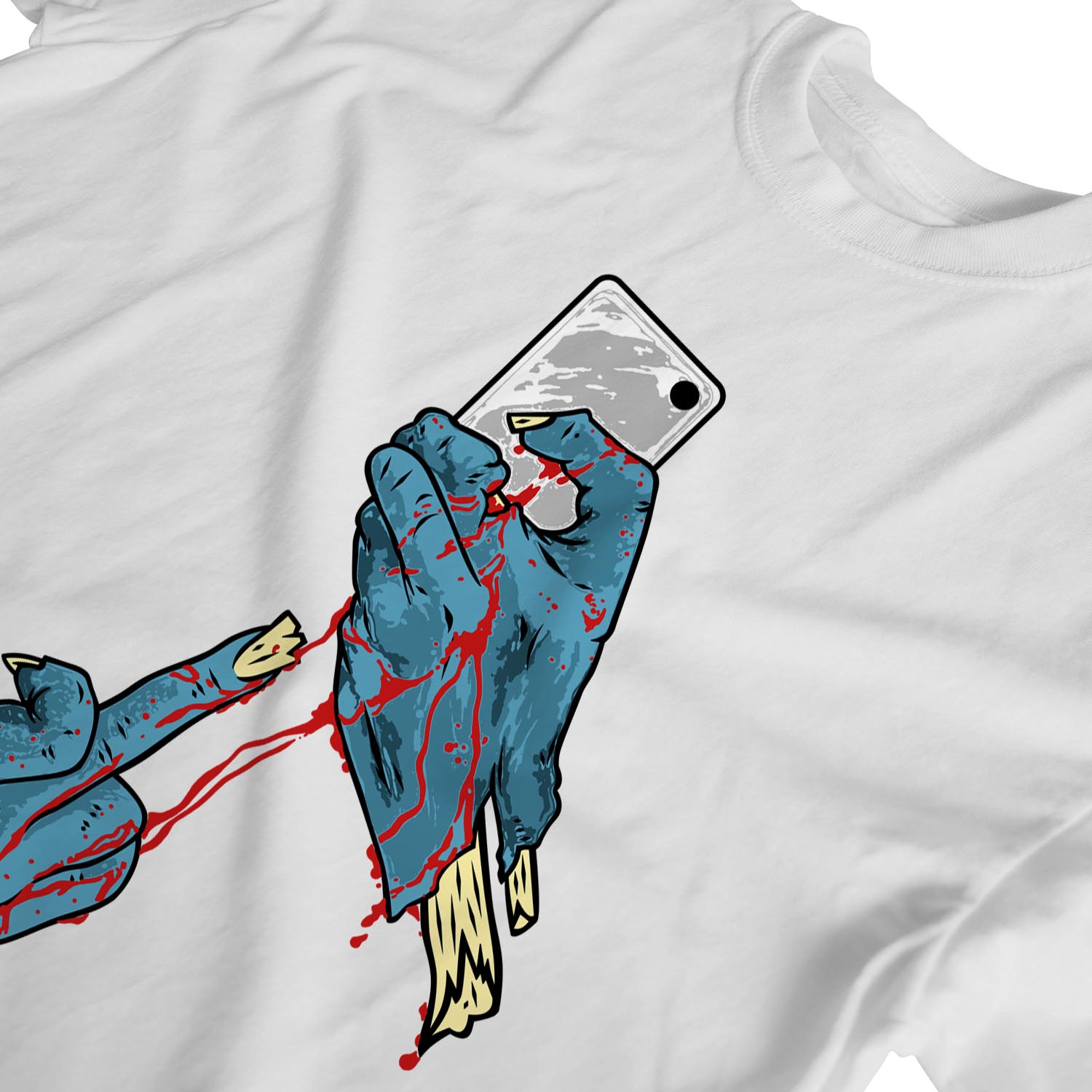 1Tee Womens Loose Fit Zombie Swearing Hands with Phone T-Shirt