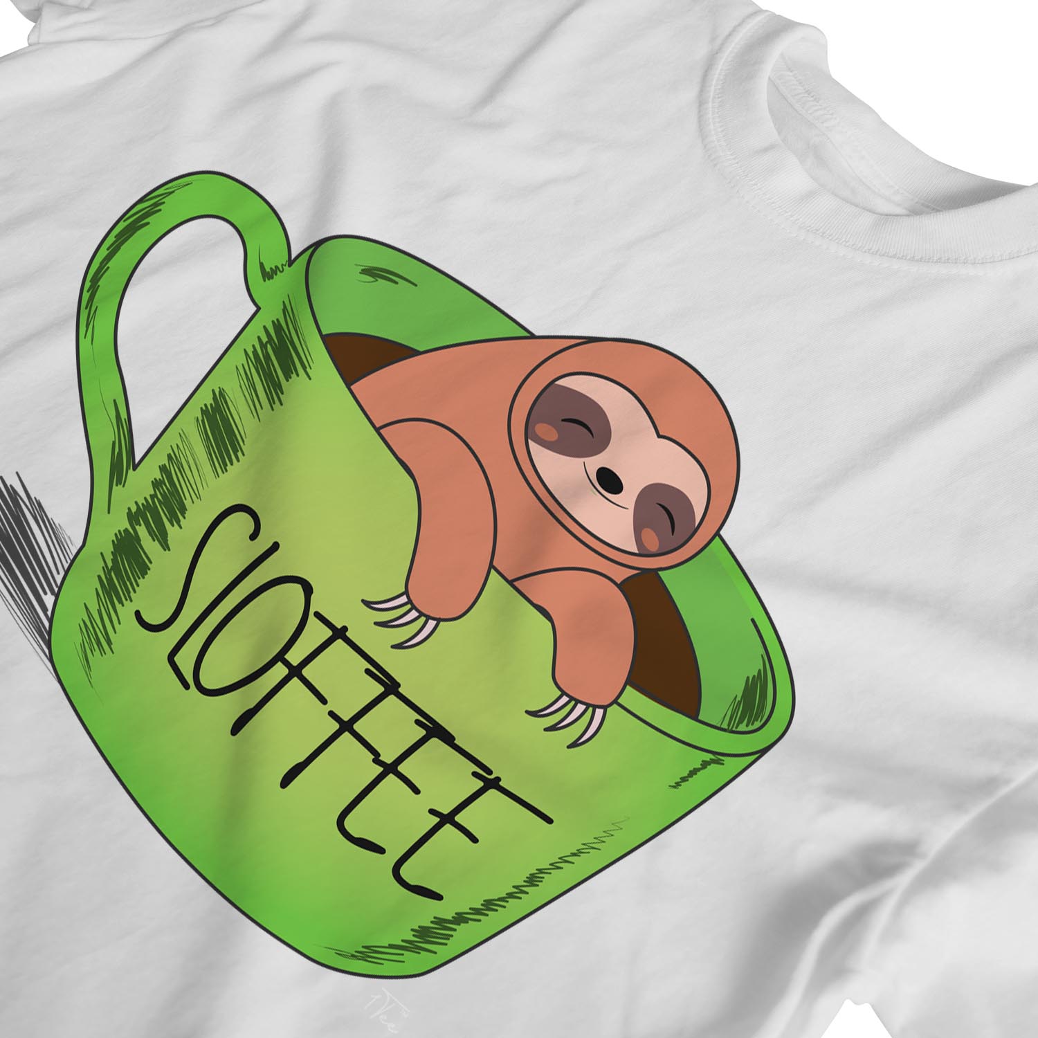 1Tee Womens Loose Fit Sloffee Sloth Coffee T-Shirt