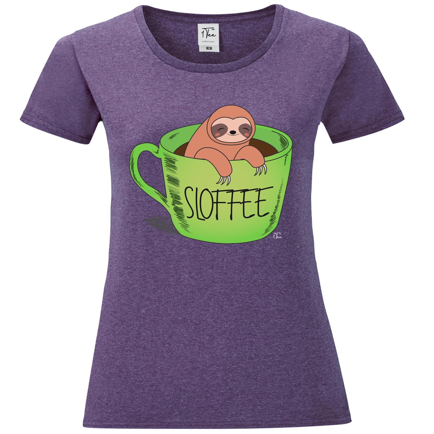 1Tee Damen Sloffee Faultier Kaffee T-Shirt - Bild 12 von 20