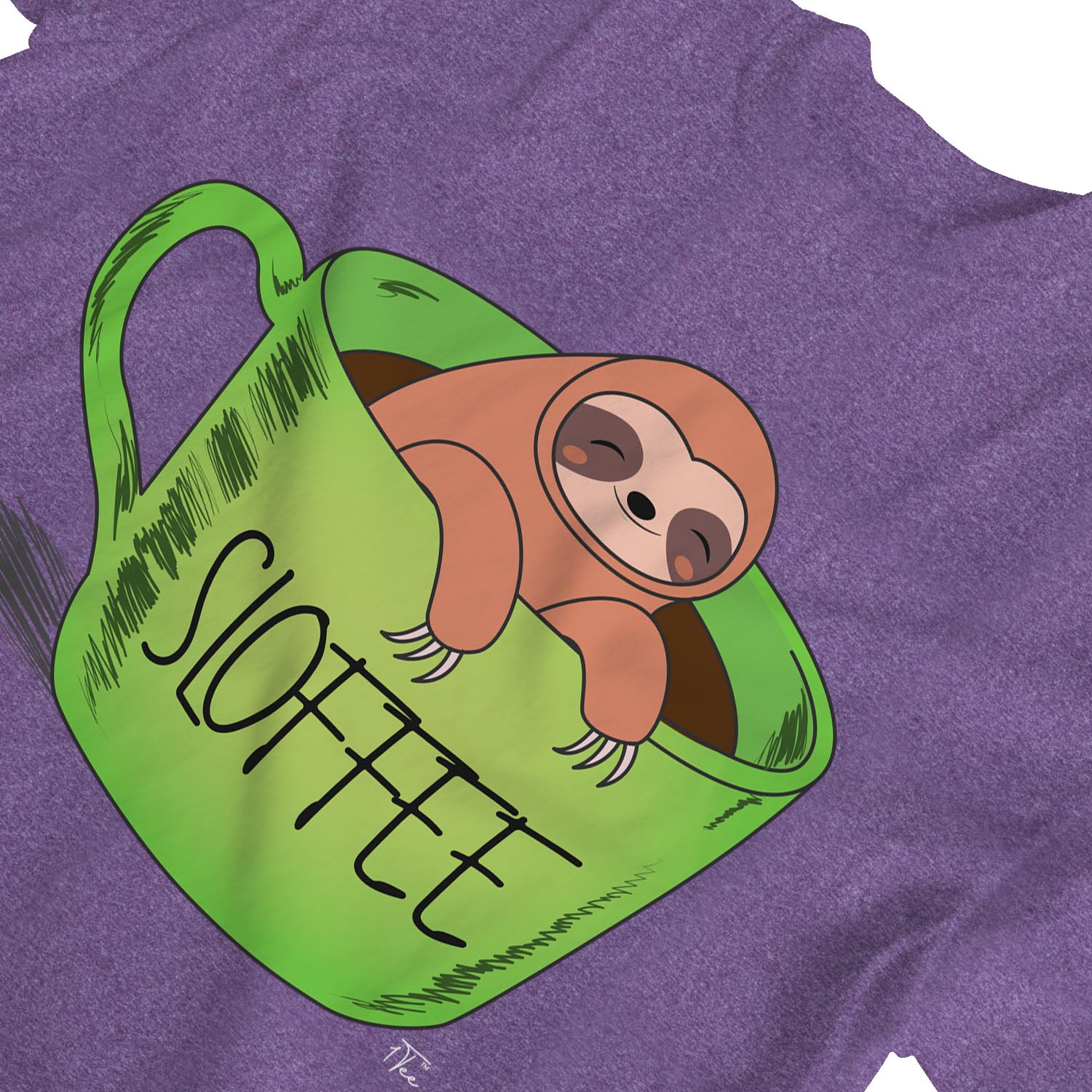 1Tee Damen Sloffee Faultier Kaffee T-Shirt - Bild 13 von 20
