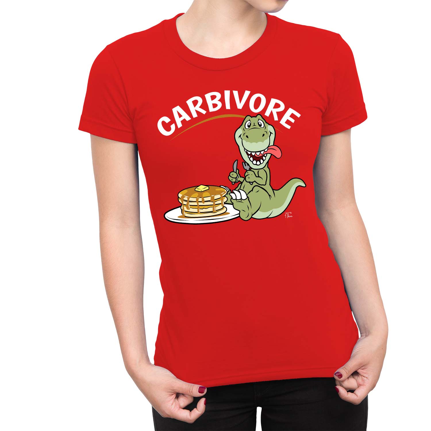 Camiseta 1Tee Mujer Carbívoro Panqueque Comida Dinosaurio - Imagen 21 de 25