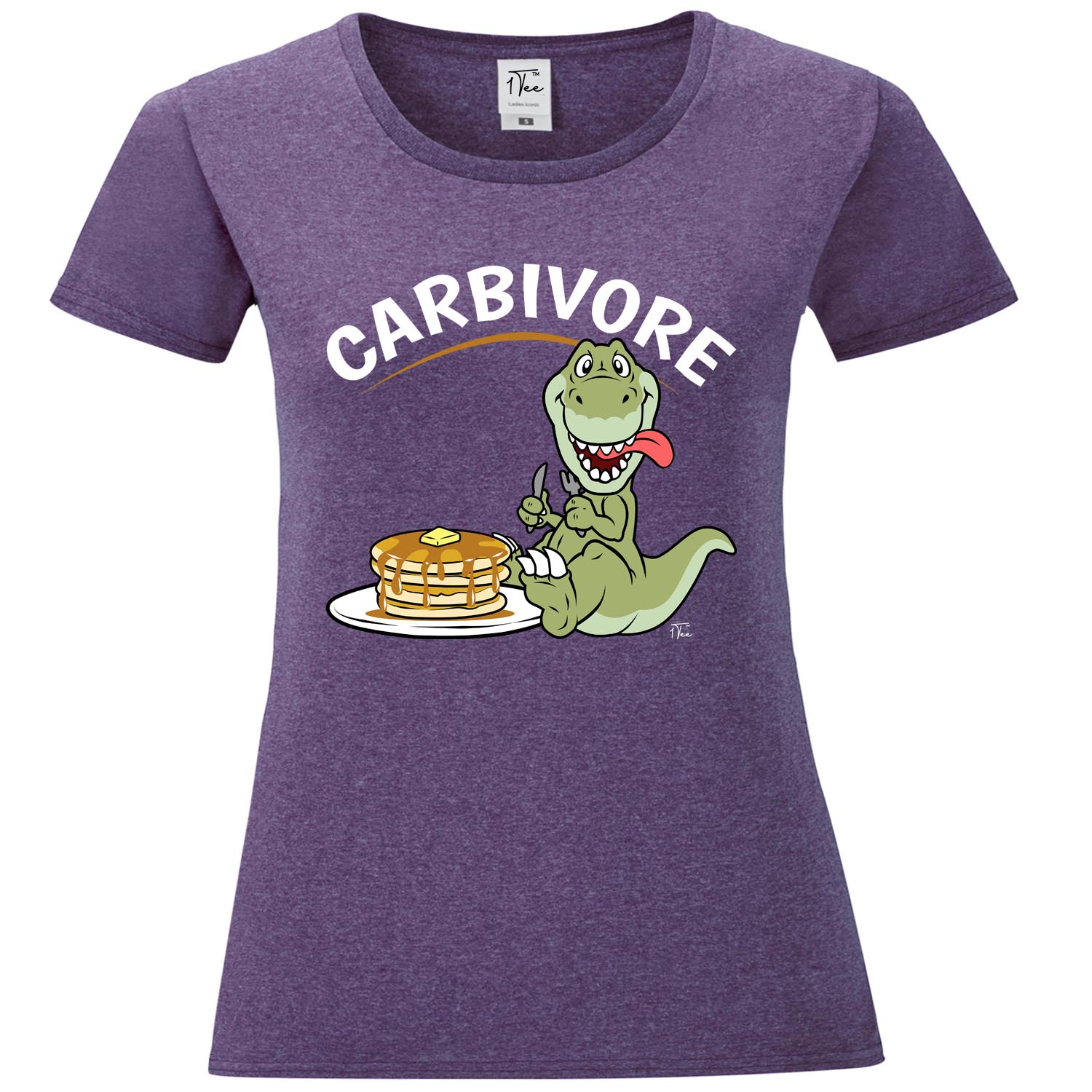 Camiseta 1Tee Mujer Carbívoro Panqueque Comida Dinosaurio - Imagen 12 de 25
