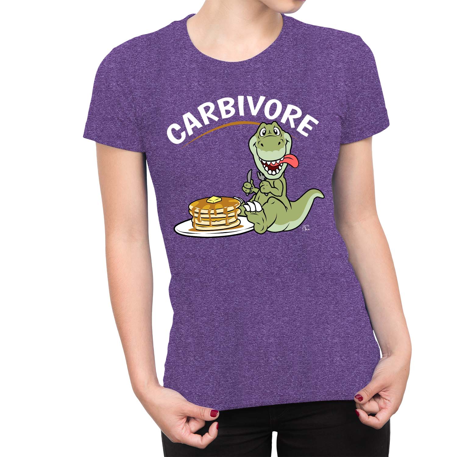 Camiseta 1Tee Mujer Carbívoro Panqueque Comida Dinosaurio - Imagen 11 de 25