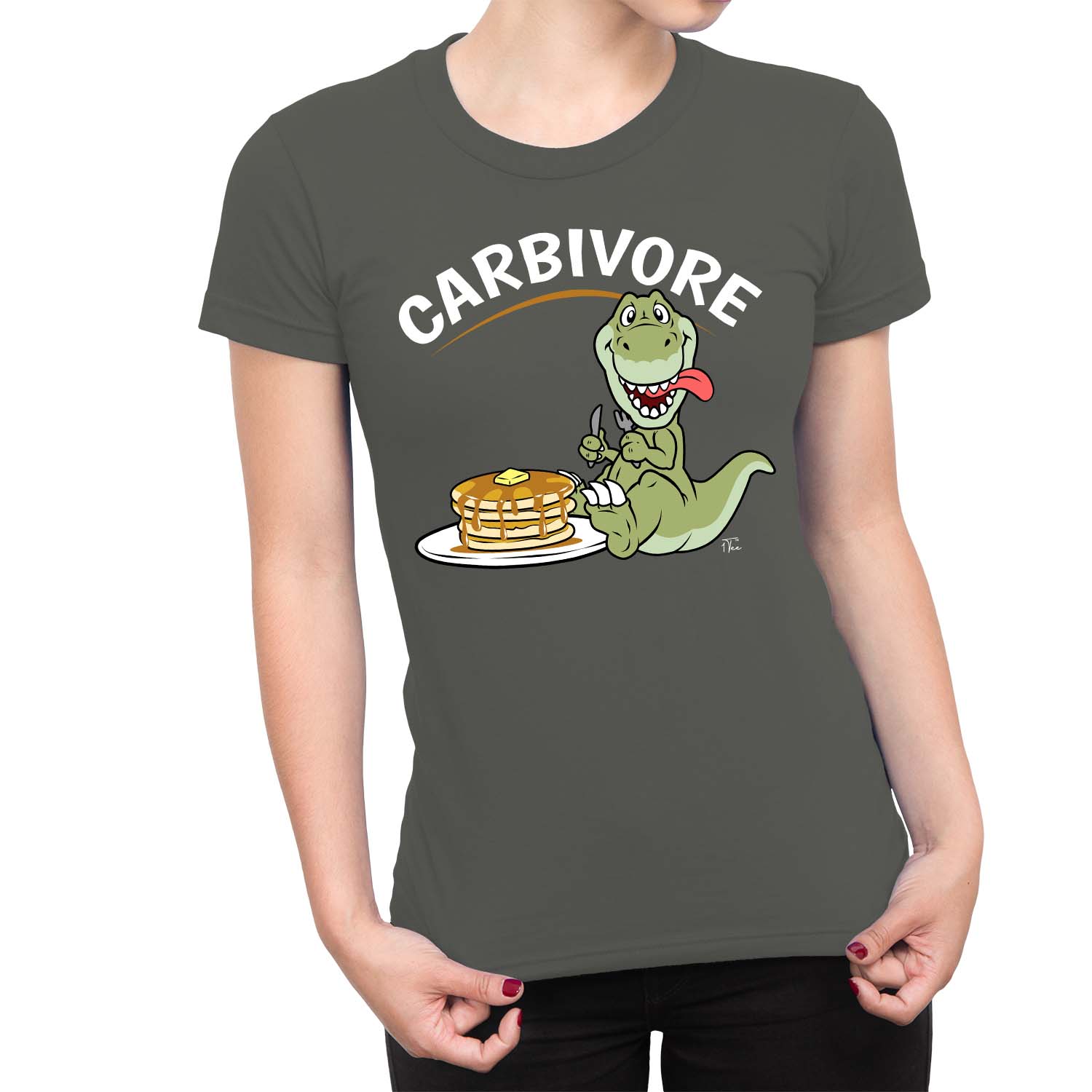 Camiseta 1Tee Mujer Carbívoro Panqueque Comida Dinosaurio - Imagen 16 de 25