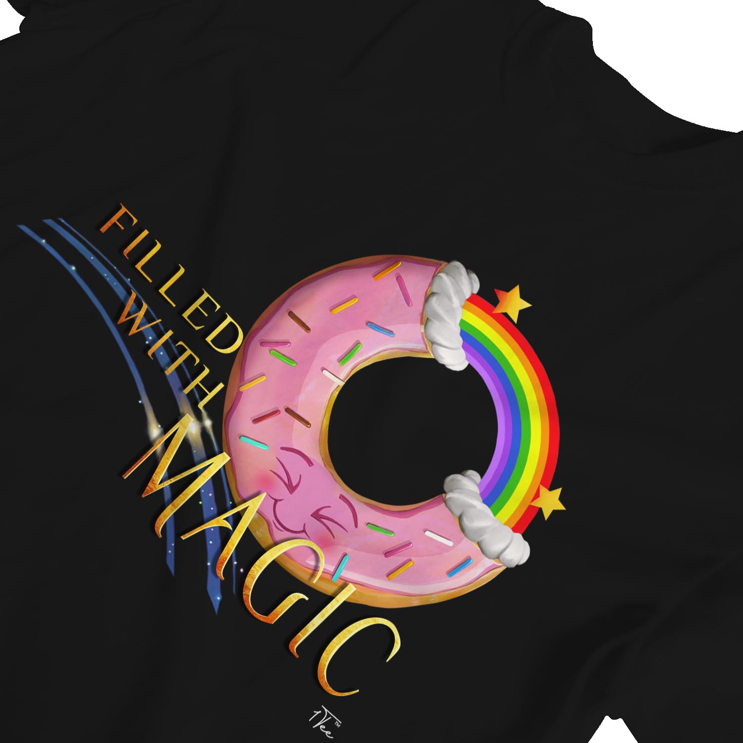 1Tee Womens Donut Filled With Magic Rainbow T-Shirt - Picture 8 of 20