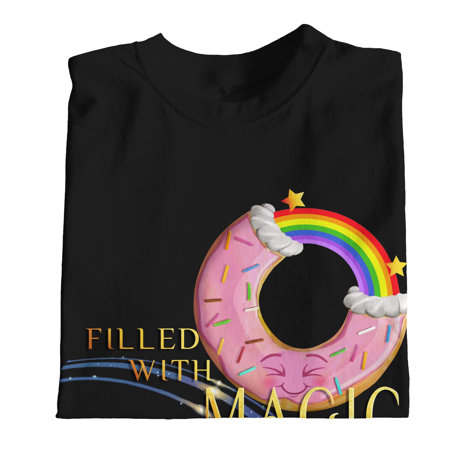 1Tee Womens Donut Filled With Magic Rainbow T-Shirt - Picture 9 of 20