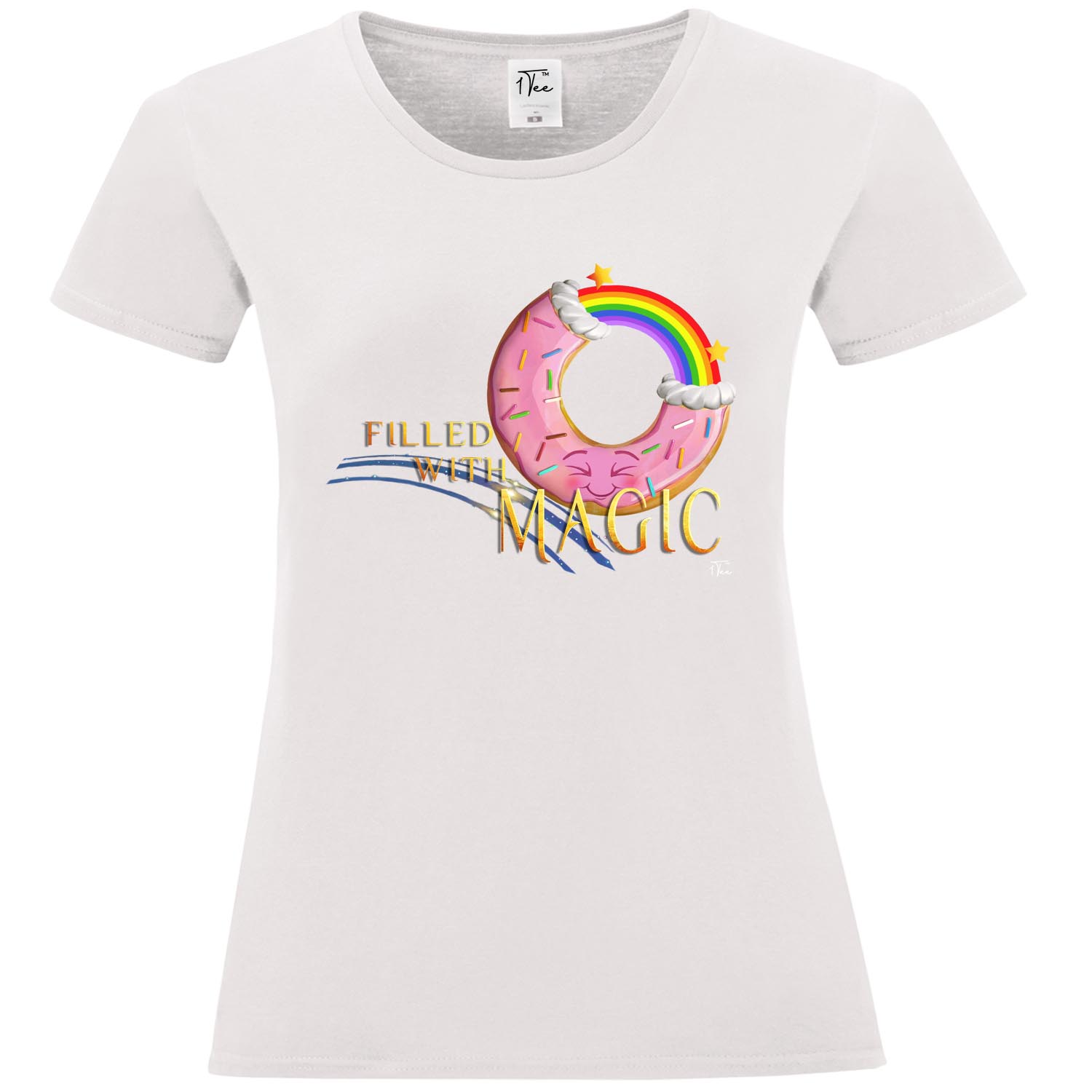 1Tee Womens Donut Filled With Magic Rainbow T-Shirt - Picture 17 of 20