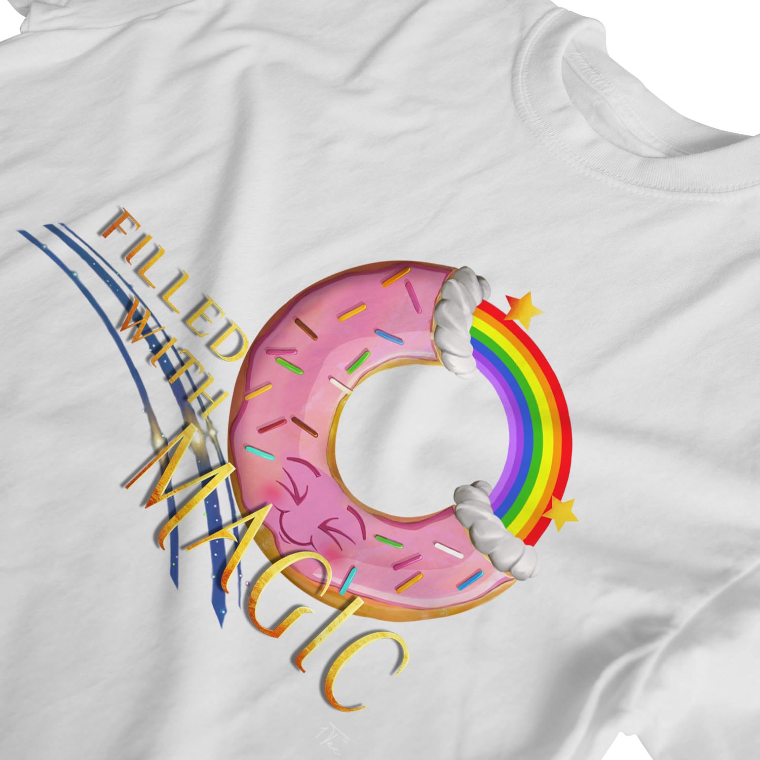 1Tee Womens Donut Filled With Magic Rainbow T-Shirt - Picture 18 of 20