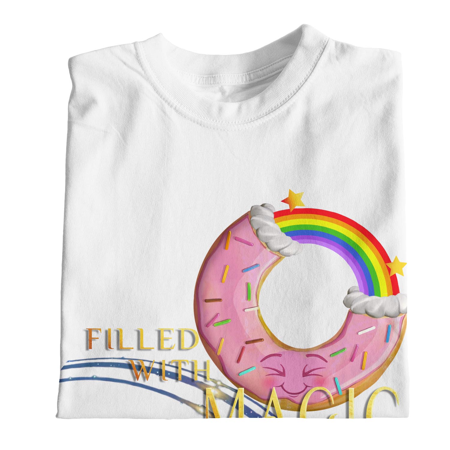 1Tee Womens Donut Filled With Magic Rainbow T-Shirt - Picture 19 of 20
