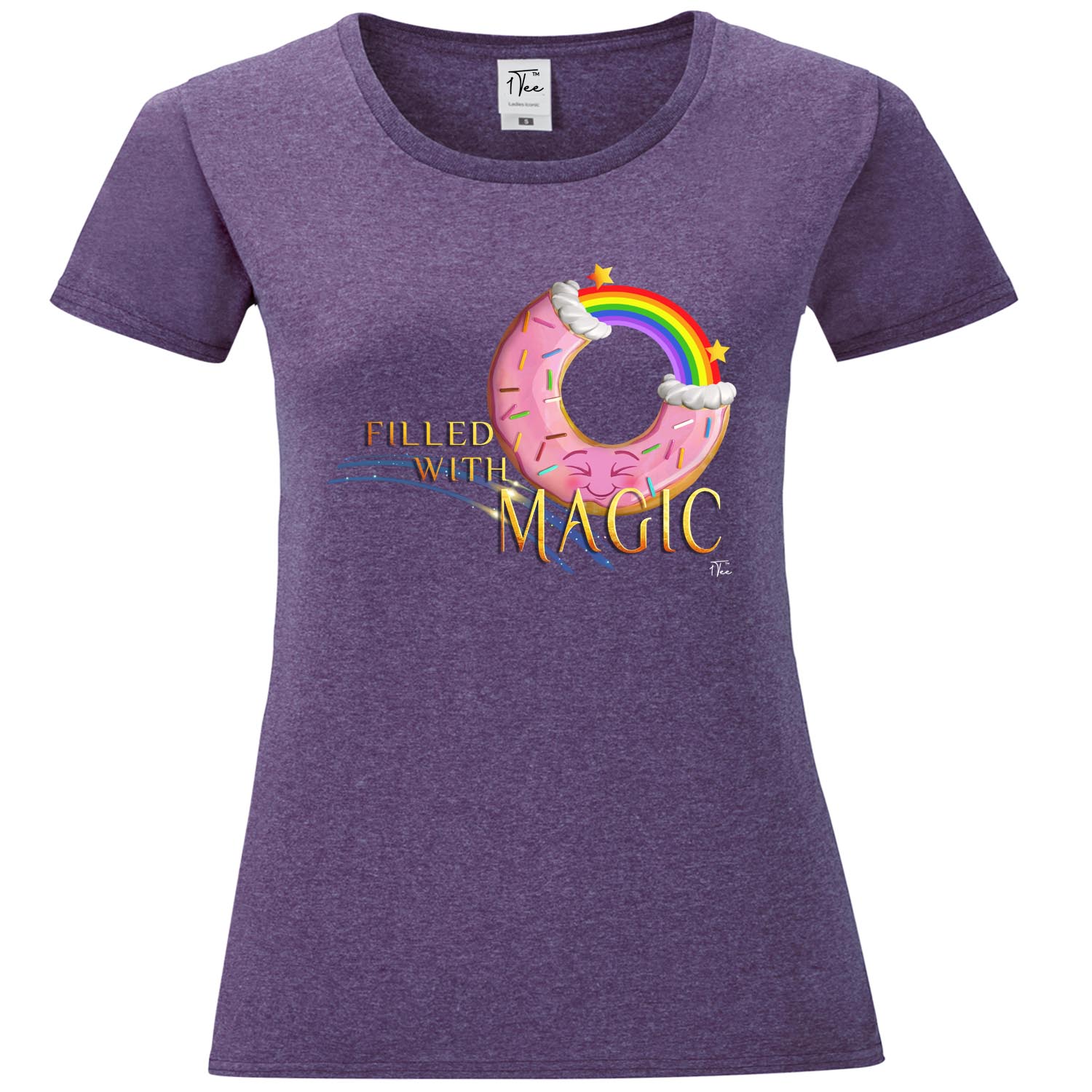 1Tee Womens Donut Filled With Magic Rainbow T-Shirt - Picture 12 of 20