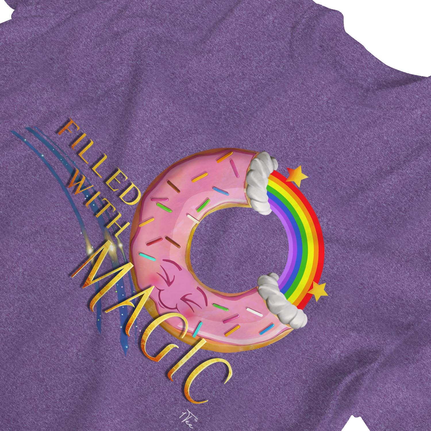 1Tee Womens Donut Filled With Magic Rainbow T-Shirt - Picture 13 of 20