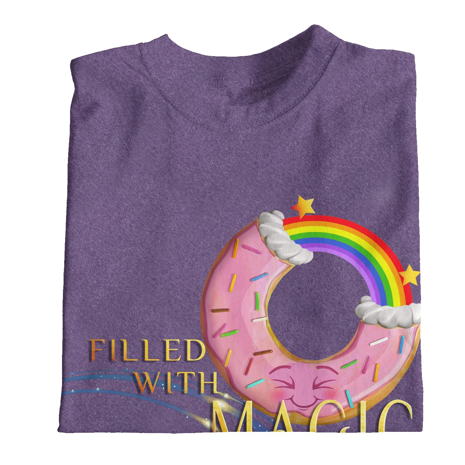 1Tee Womens Donut Filled With Magic Rainbow T-Shirt - Picture 14 of 20