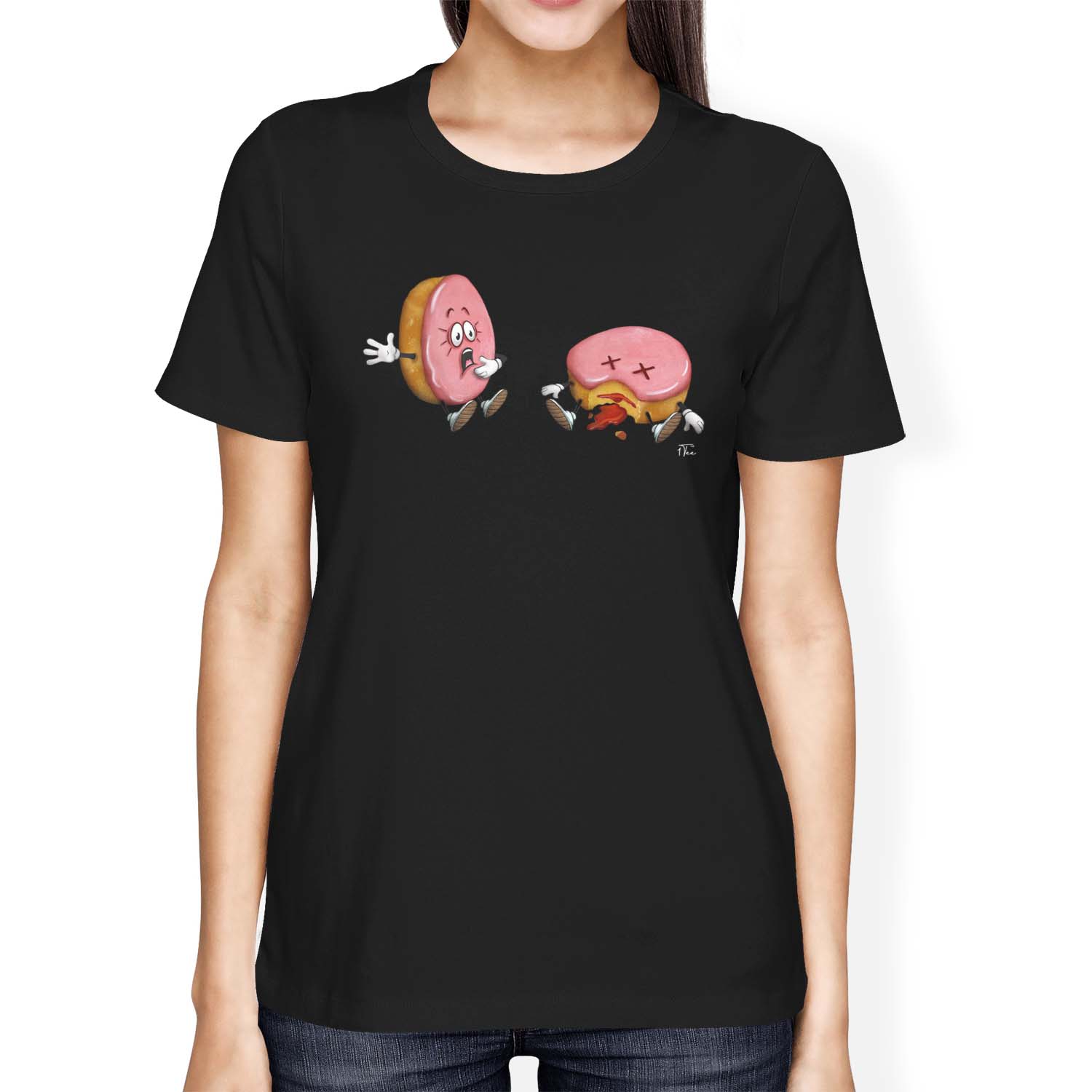 1Tee Womens Loose Fit Jelly Doughnut Murder T-Shirt