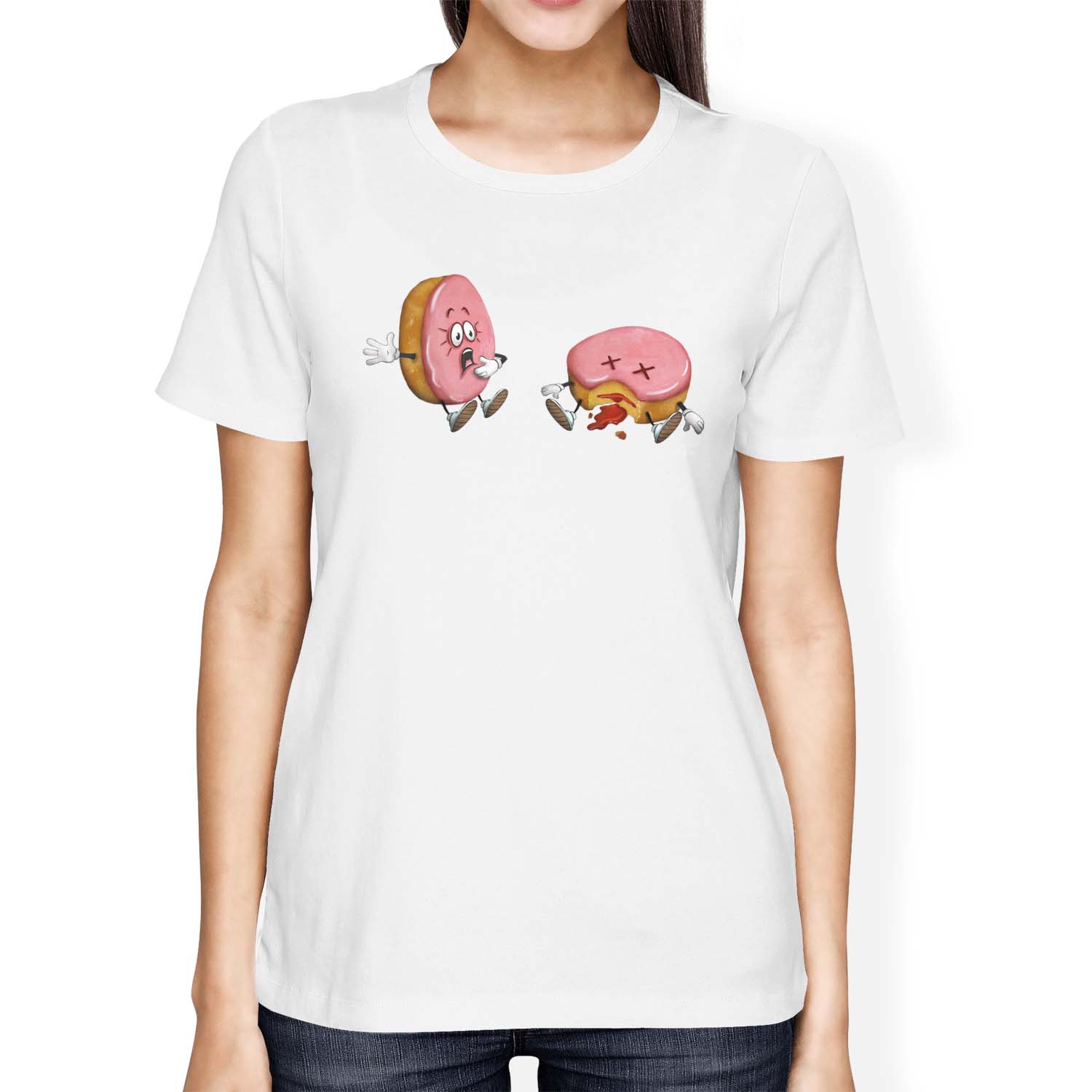 1Tee Womens Loose Fit Jelly Doughnut Murder T-Shirt