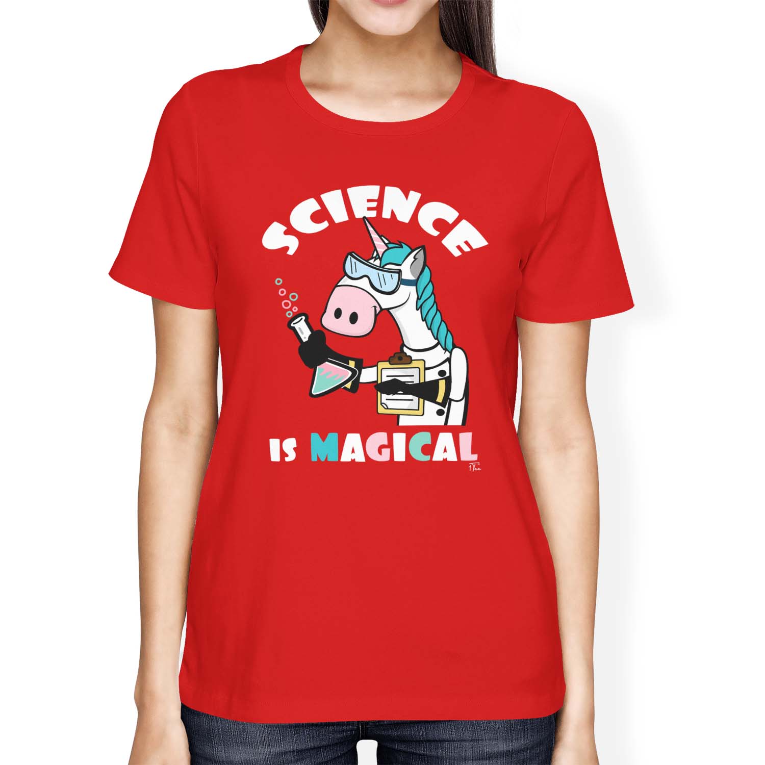 1Tee Womens Loose Fit Science Is Magical Unicorn T-Shirt