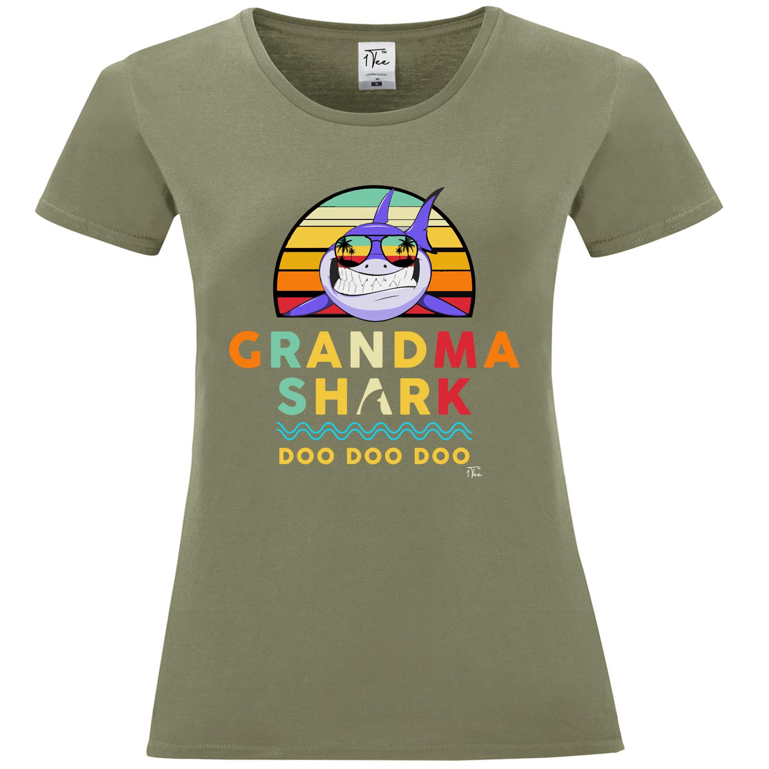 1Tee Womens Loose Fit Grandma Shark T-Shirt 