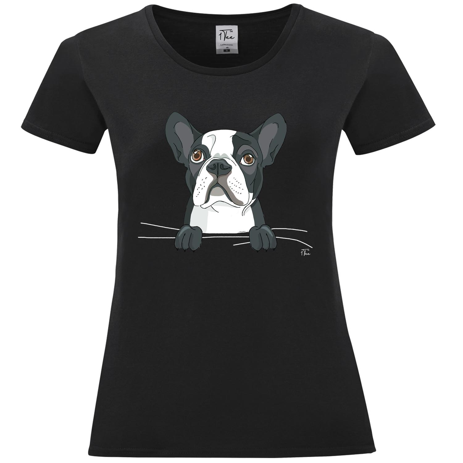 1Tee Womens Peeking French Bulldog Pocket T-Shirt | eBay