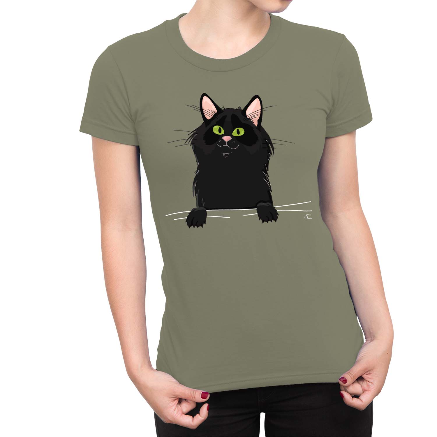 Peeking black outlet cat t shirt