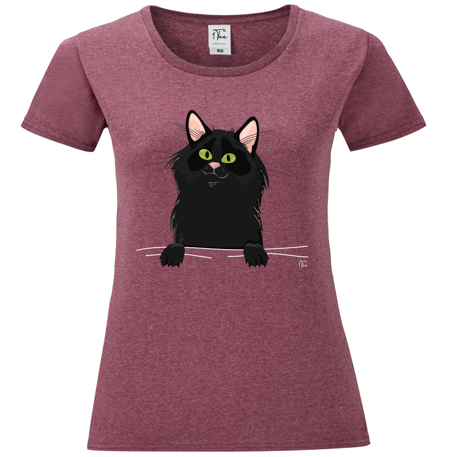 1Tee Womens Peeking Black Cat Pocket T-Shirt | eBay