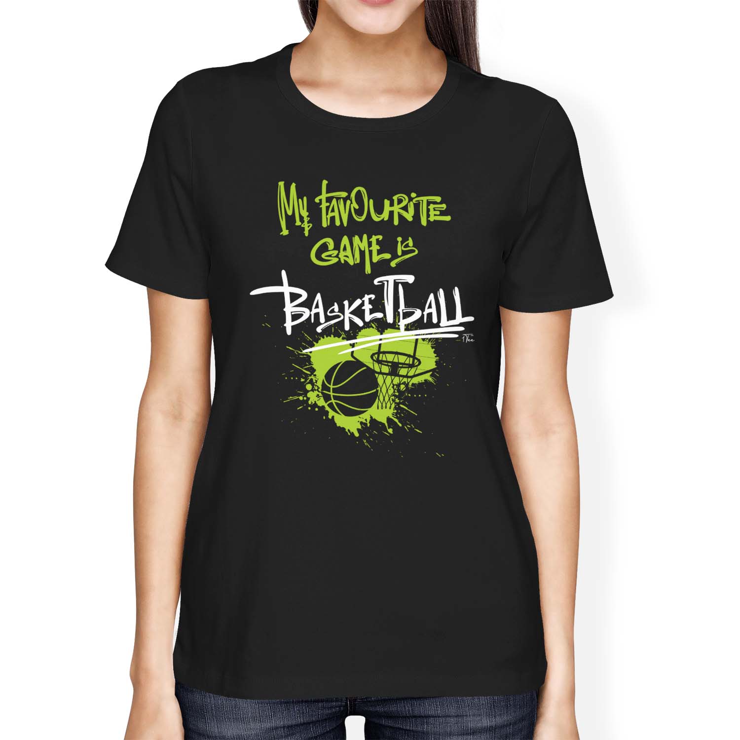 1Tee Womens Loose Fit My Favourite Game Is Basketball T-Shirt