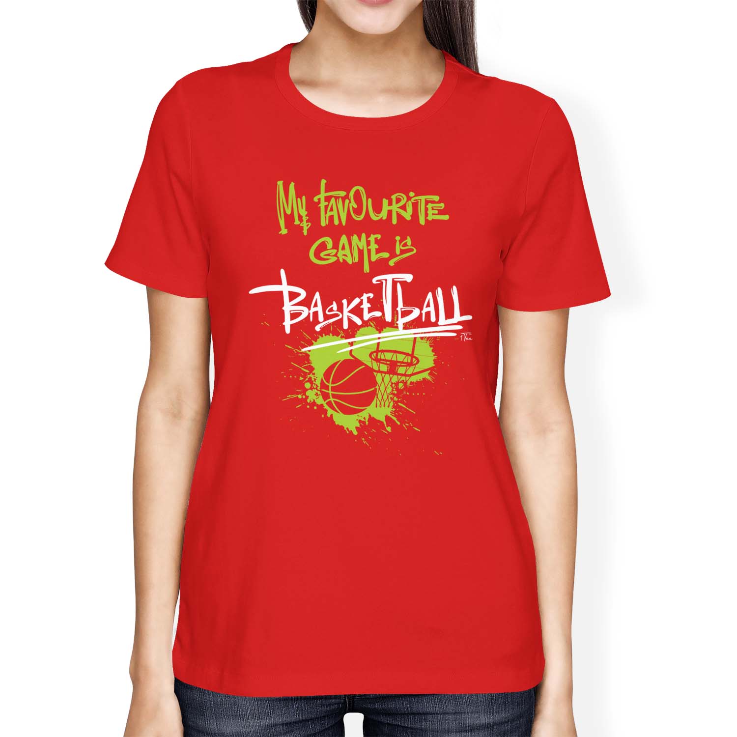 1Tee Womens Loose Fit My Favourite Game Is Basketball T-Shirt