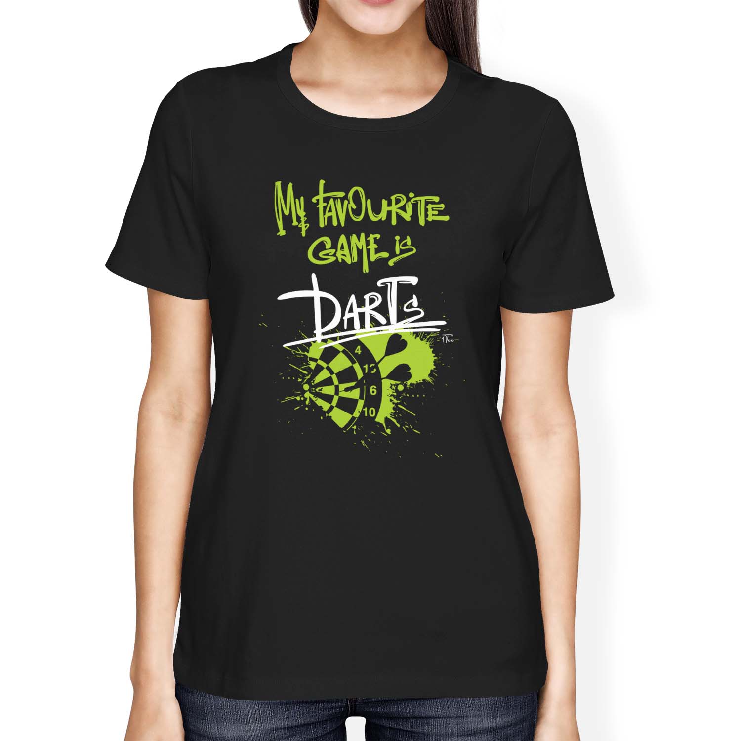 1Tee Womens Loose Fit My Favourite Game Is Darts T-Shirt