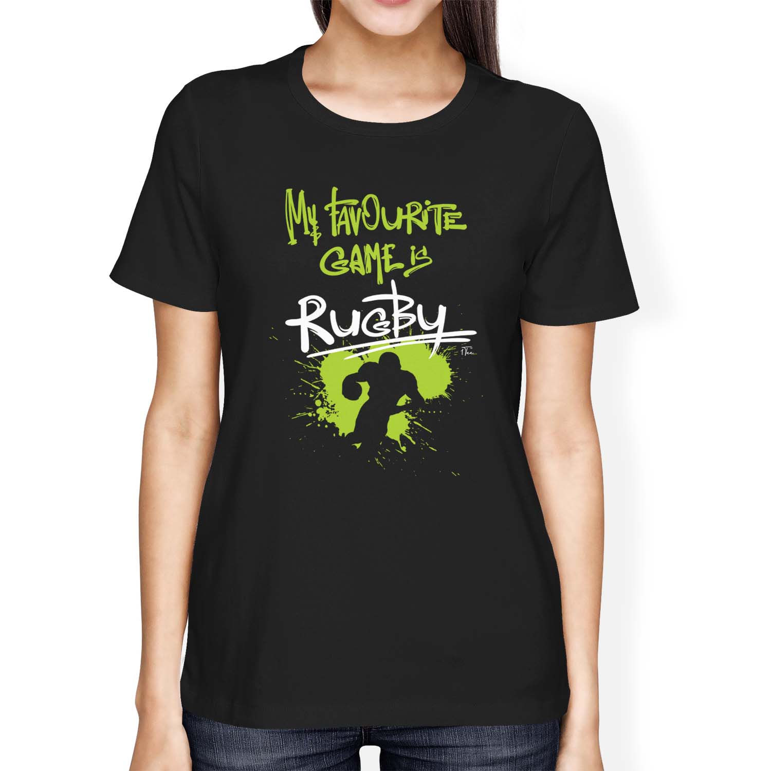 1Tee Womens Loose Fit My Favourite Game Is Rugby T-Shirt