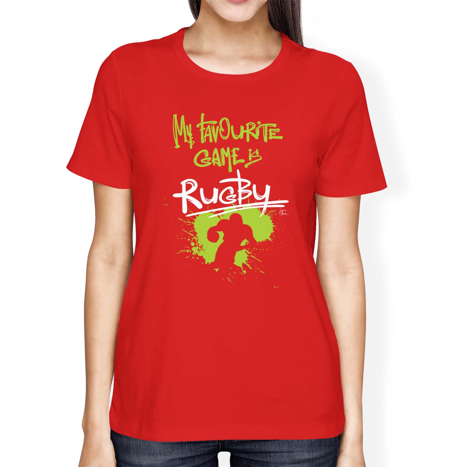 1Tee Womens Loose Fit My Favourite Game Is Rugby T-Shirt