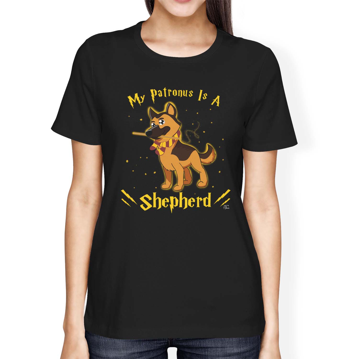 1Tee Womens Loose Fit My Patronus Is A Shepherd Dog T-Shirt