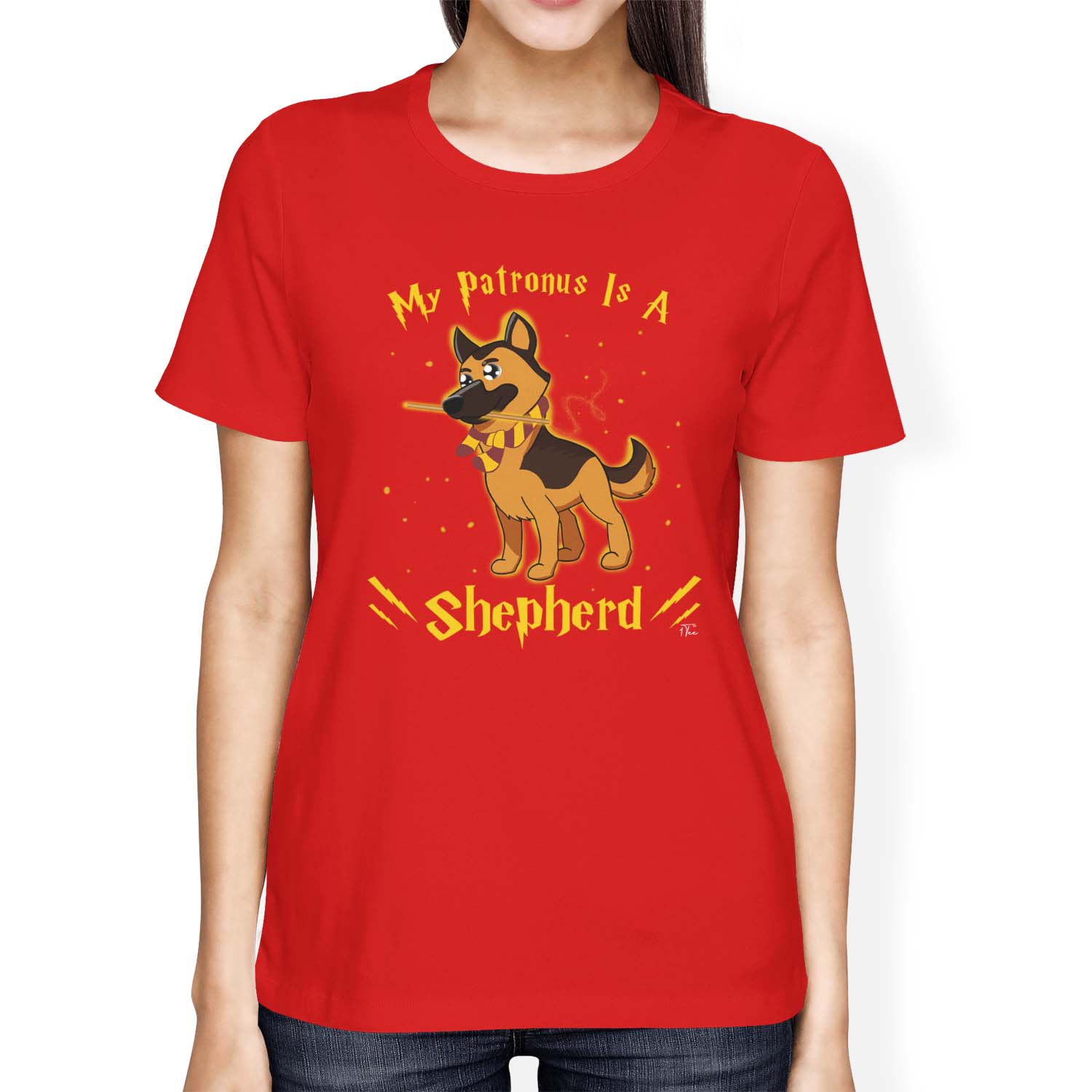 1Tee Womens Loose Fit My Patronus Is A Shepherd Dog T-Shirt