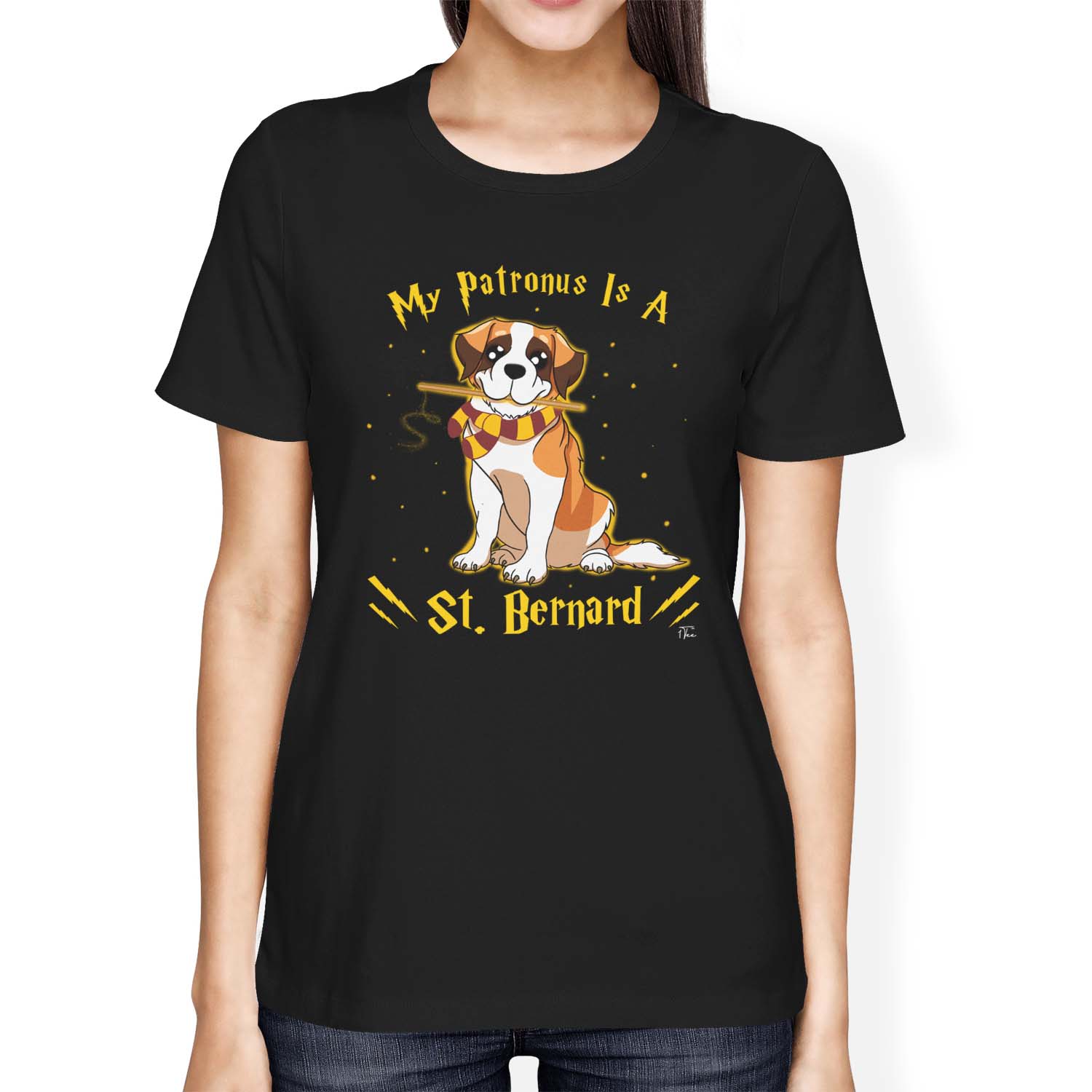 Bernard Dog T-Shirt 1Tee Womens Loose Fit My Patronus Is A St