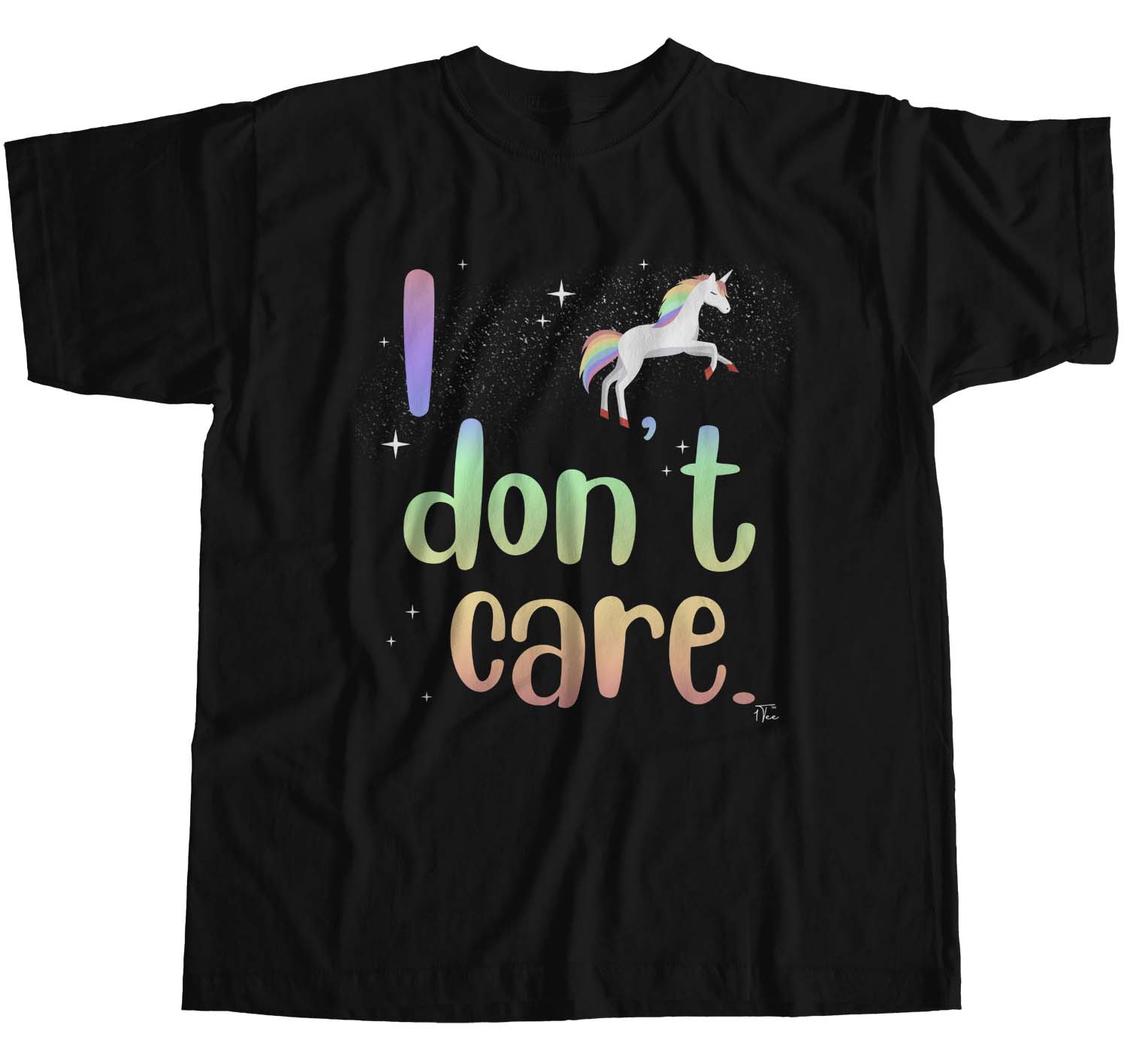 1Tee Womens Loose Fit Unicorn I Don't Care T-Shirt