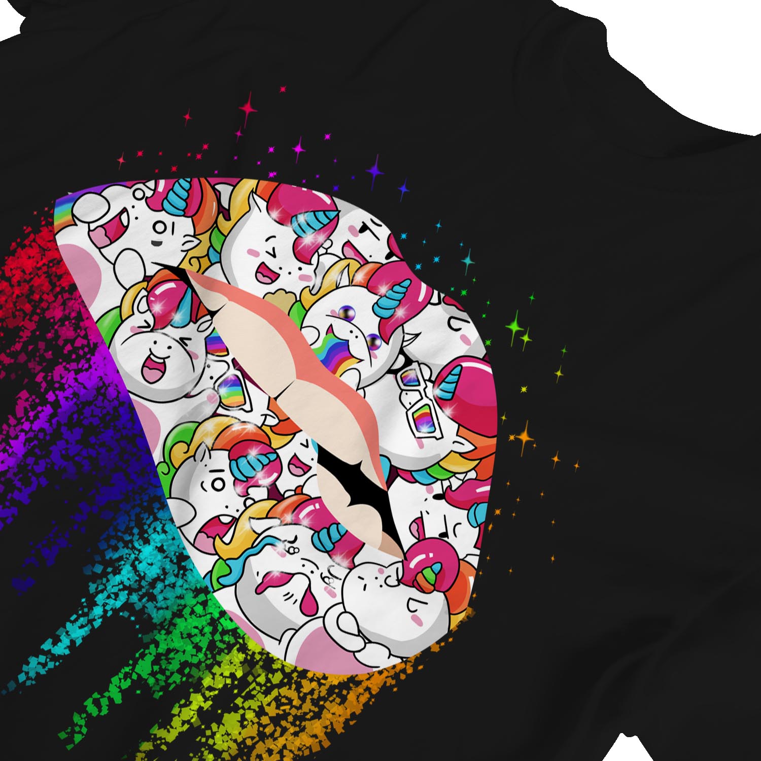 1Tee Damen T-Shirt Biting Lip Unicorn Lippenstift - Bild 8 von 15