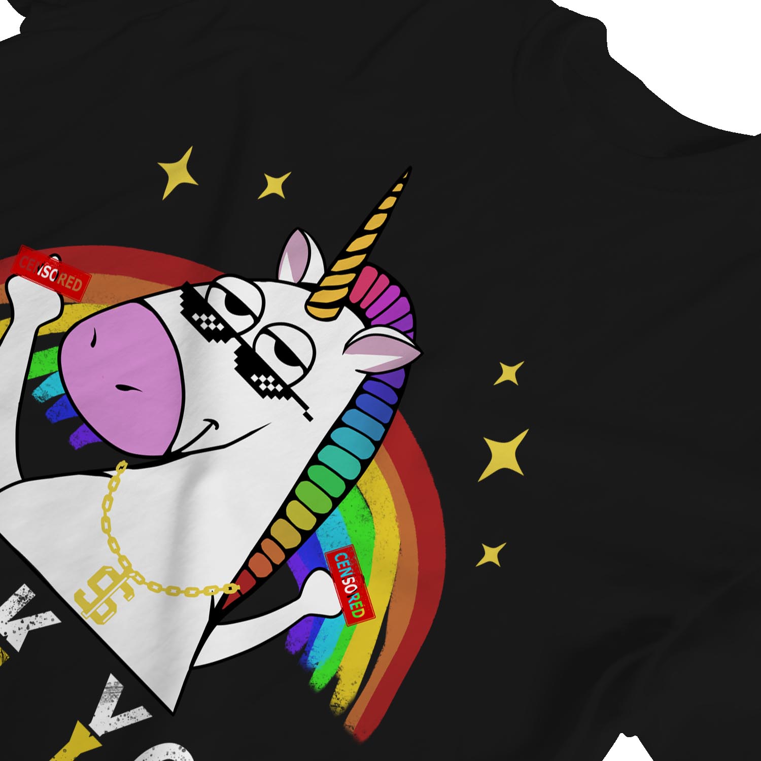 1Tee Womens Loose Fit F You, Love You Gangster Unicorn T-Shirt