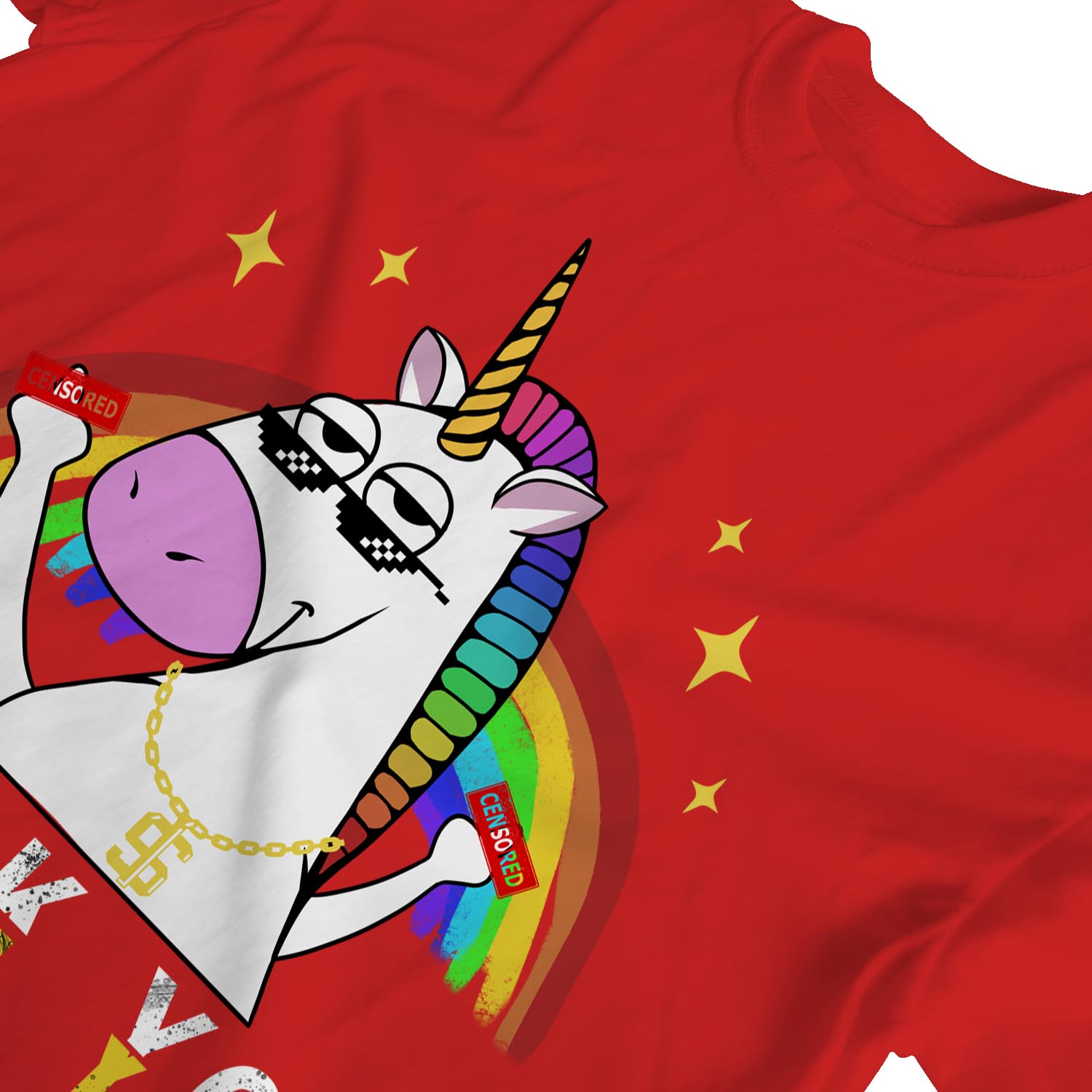 1Tee Womens Loose Fit F You, Love You Gangster Unicorn T-Shirt