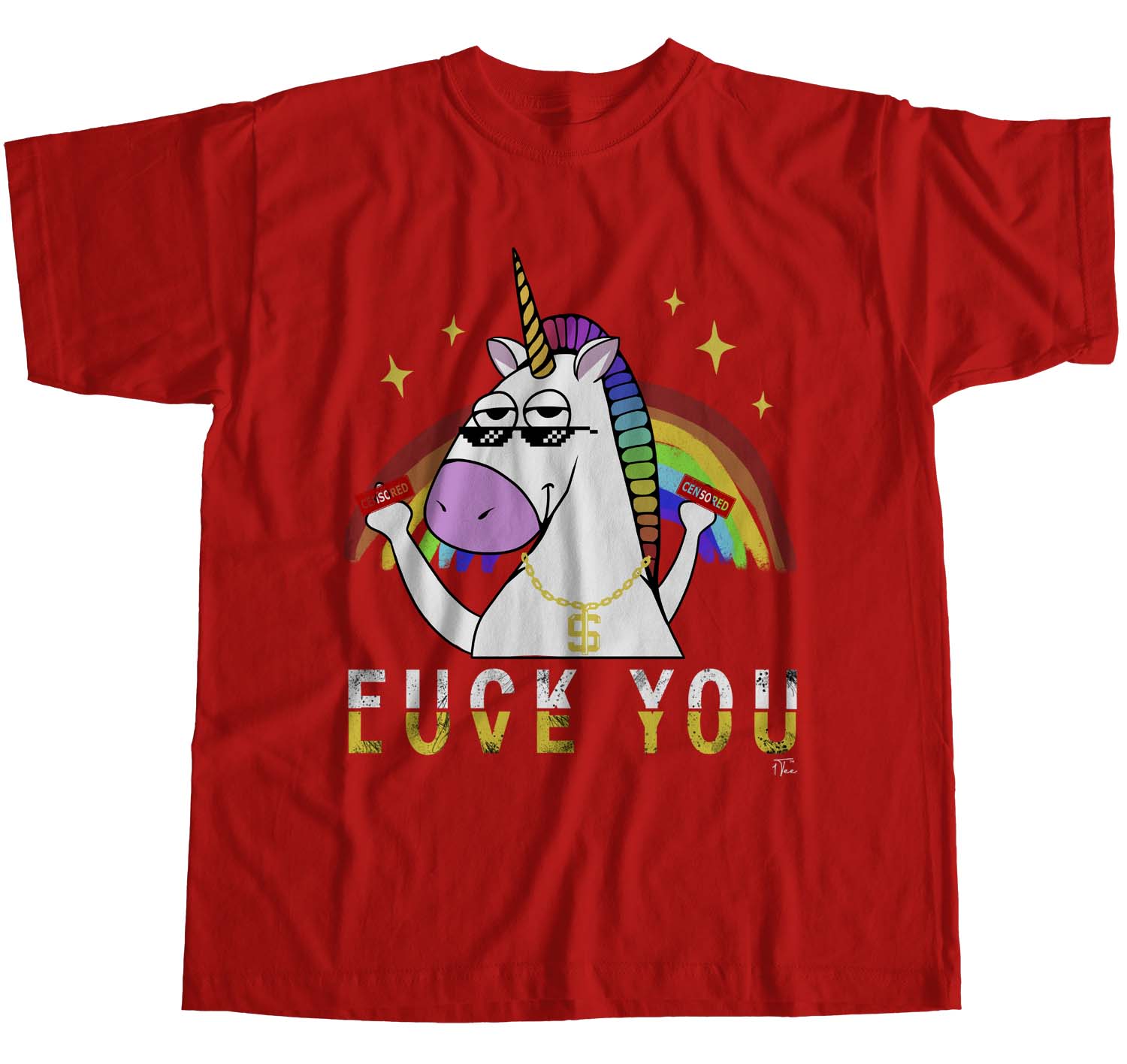 1Tee Womens Loose Fit F You, Love You Gangster Unicorn T-Shirt