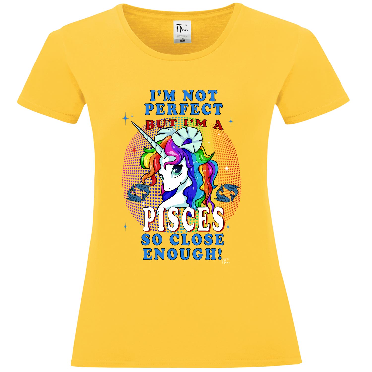 1Tee Damen T-Shirt I'm Not Perfect, But I'm Pisces, Einhorn Sternzeichen - Bild 12 von 15