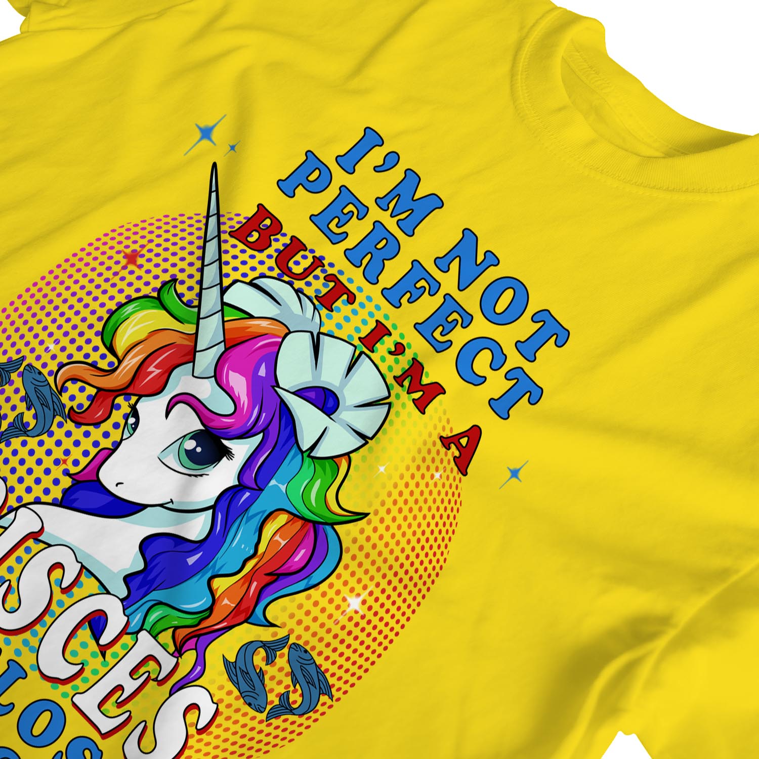 1Tee Damen T-Shirt I'm Not Perfect, But I'm Pisces, Einhorn Sternzeichen - Bild 13 von 15