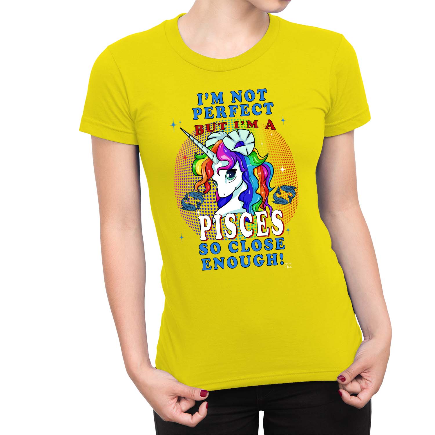 1Tee Damen T-Shirt I'm Not Perfect, But I'm Pisces, Einhorn Sternzeichen - Bild 11 von 15