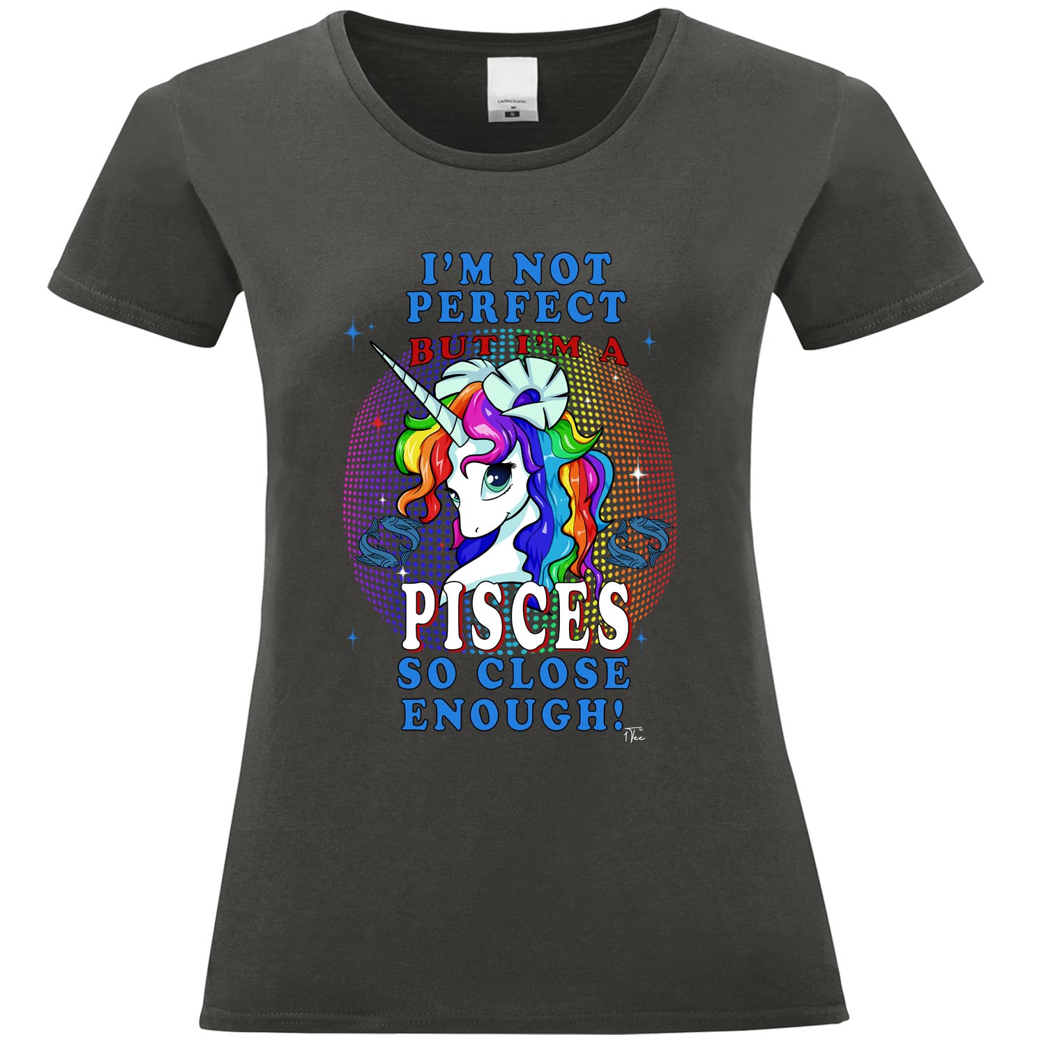 1Tee Damen T-Shirt I'm Not Perfect, But I'm Pisces, Einhorn Sternzeichen - Bild 7 von 15
