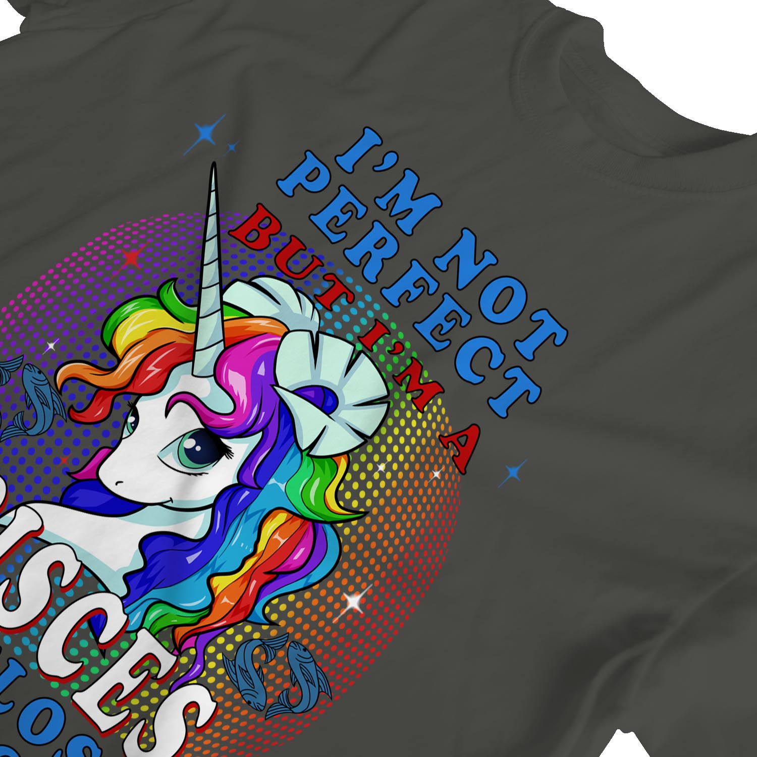 1Tee Damen T-Shirt I'm Not Perfect, But I'm Pisces, Einhorn Sternzeichen - Bild 8 von 15