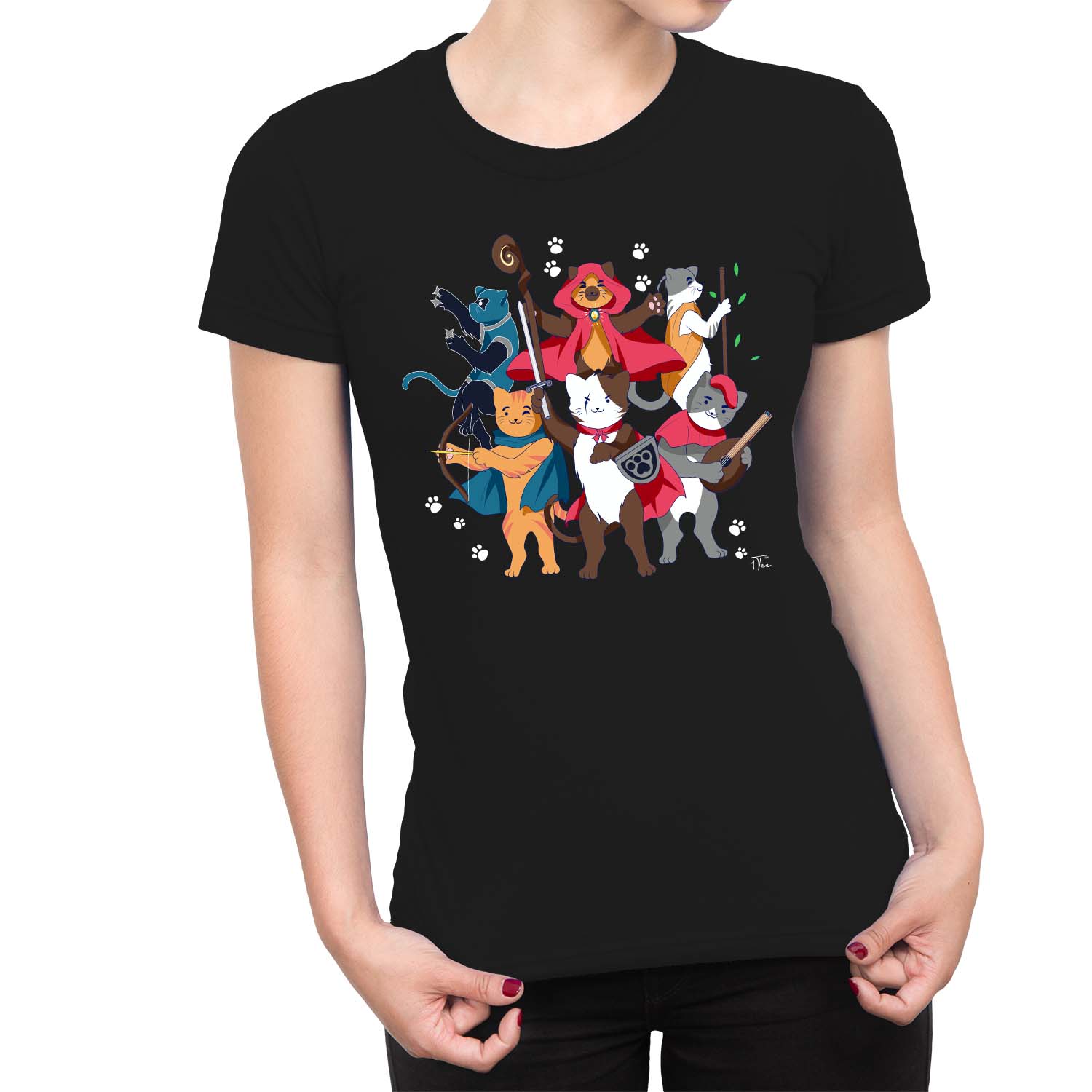 1Tee Damen Dungeons & Cats T-Shirt - Bild 6 von 25