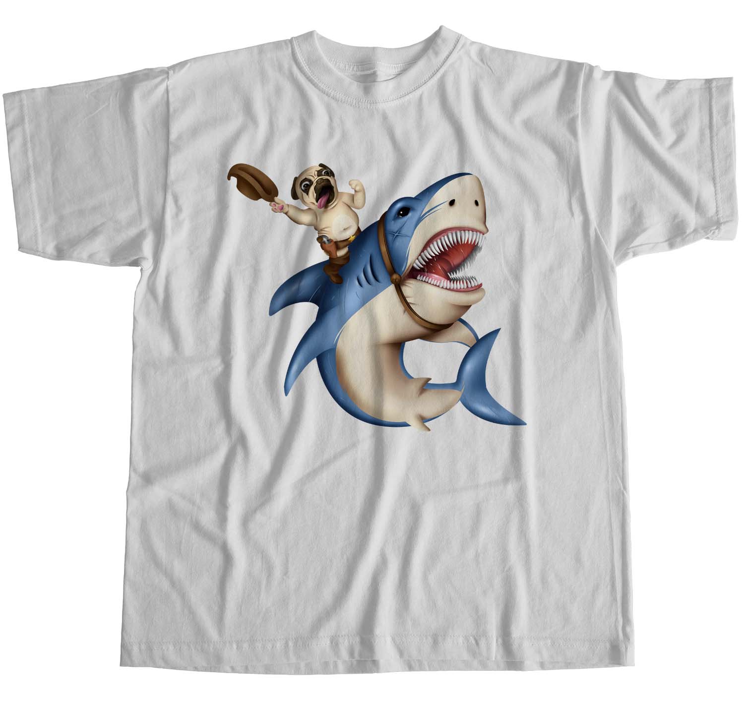 Camiseta 1Tee Mujer Calce Suelto Vaquero Pug Montar Tiburón - Imagen 17 de 20