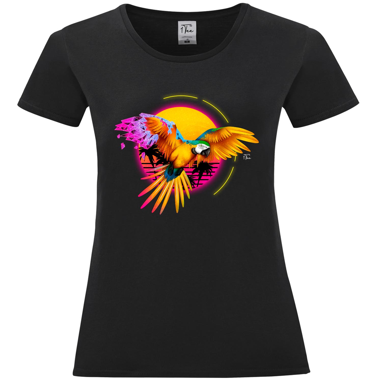 1Tee Womens Parrott Tropical Geometric T-Shirt - Picture 7 of 25