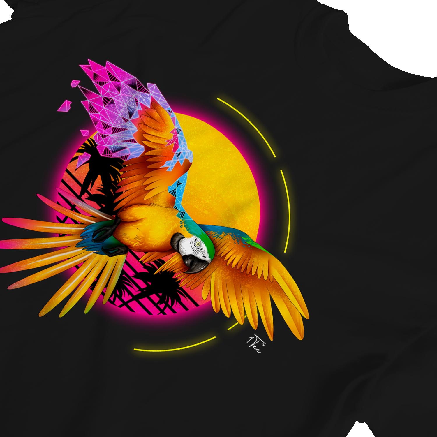 1Tee Womens Parrott Tropical Geometric T-Shirt - Picture 8 of 25