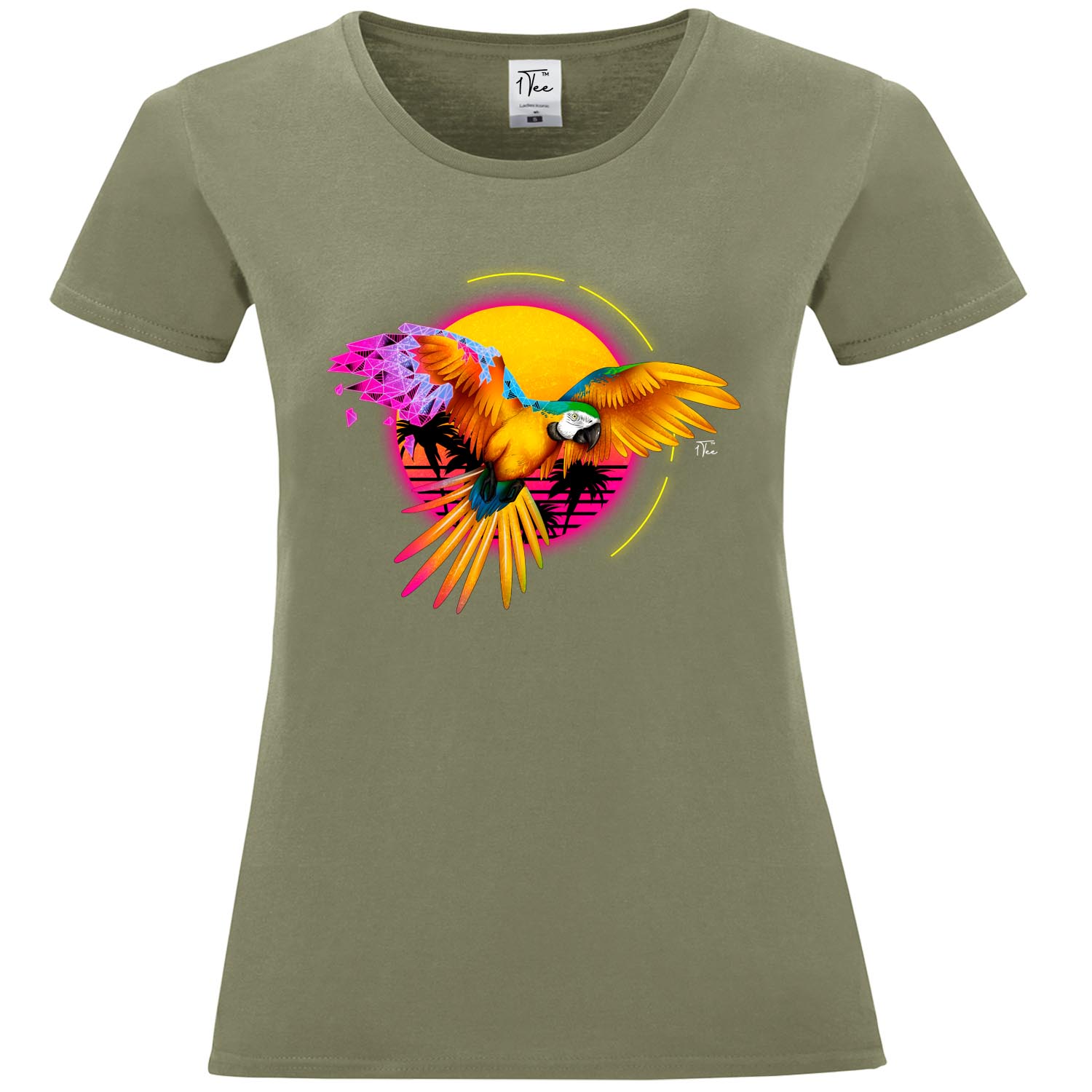 1Tee Womens Parrott Tropical Geometric T-Shirt - Picture 22 of 25