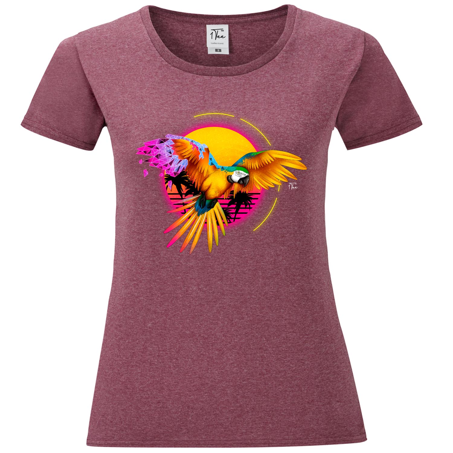 1Tee Womens Parrott Tropical Geometric T-Shirt - Picture 12 of 25