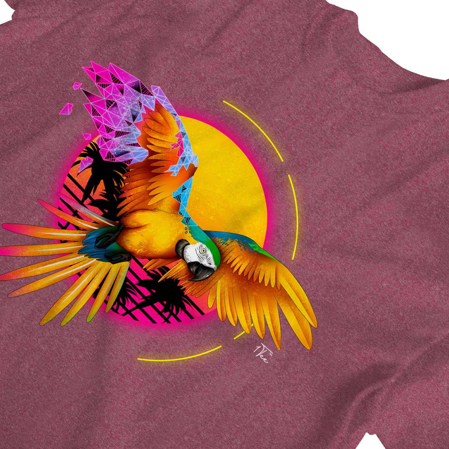 1Tee Womens Parrott Tropical Geometric T-Shirt - Picture 13 of 25